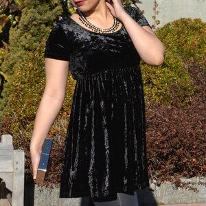 American Apparel | Stretch Velvet Babydoll Dress – Crushed Black